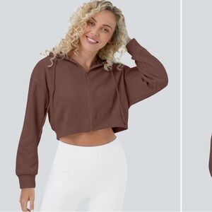 Brown Cropped Hoodie for Women